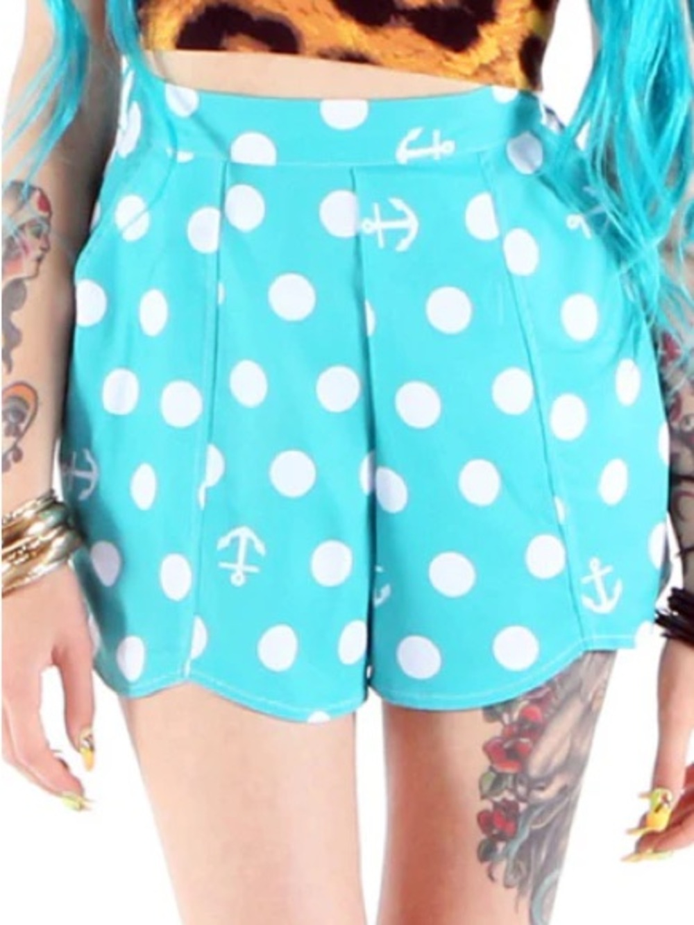 Iron Fist High Waisted Polka Dot Scalloped Shorts Size Small